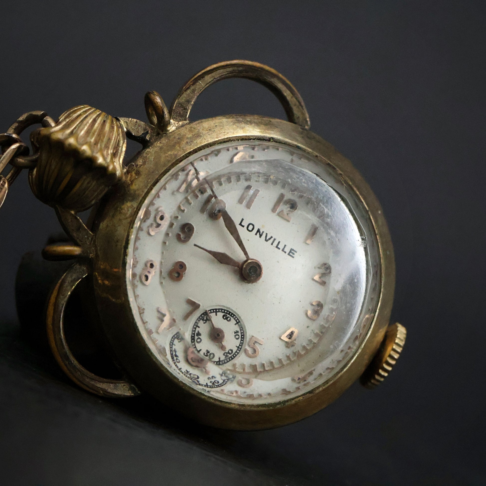 Lonville Globe Pendant Brooch Watch
