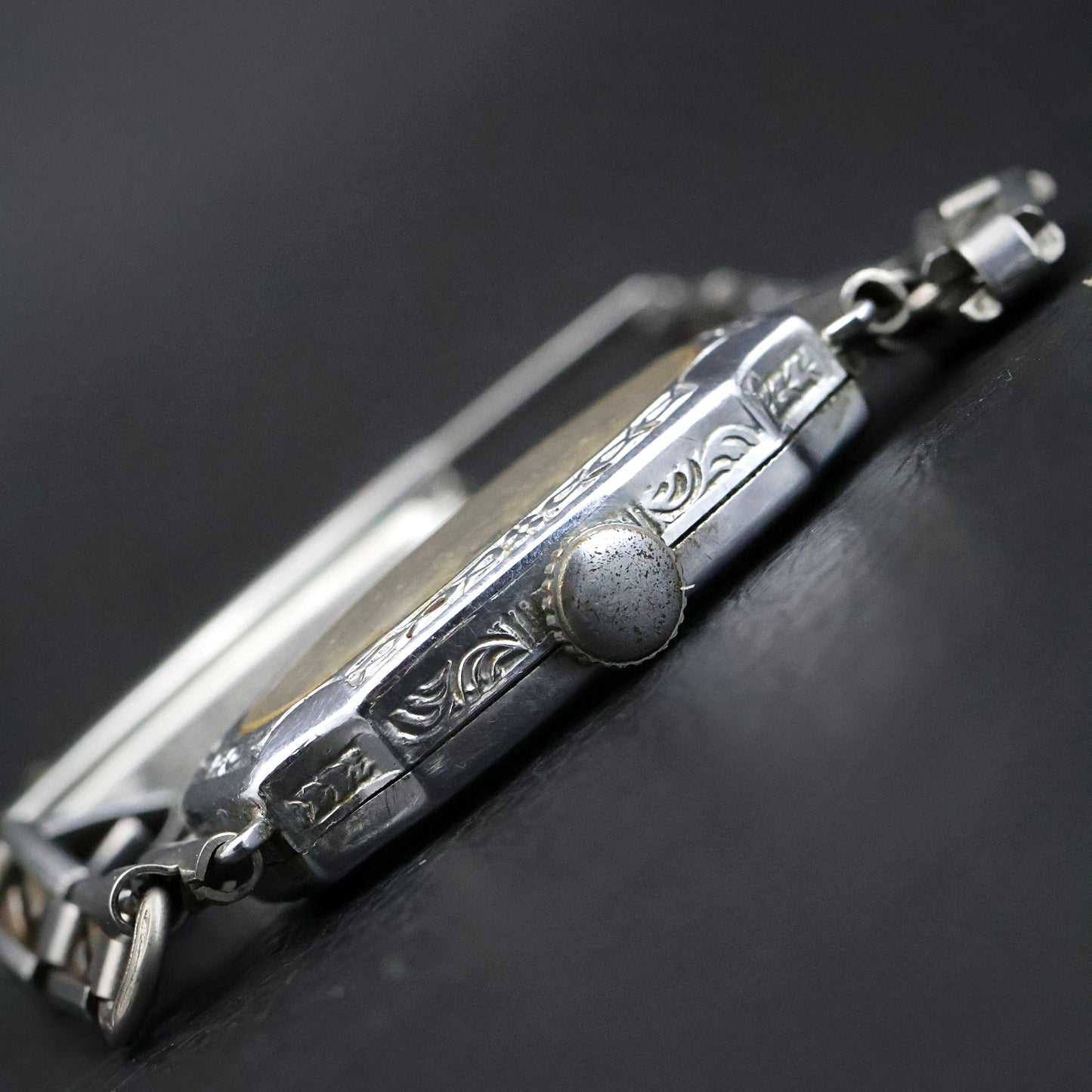 Art Deco Elongated Oval Engraved Ladies' Watch