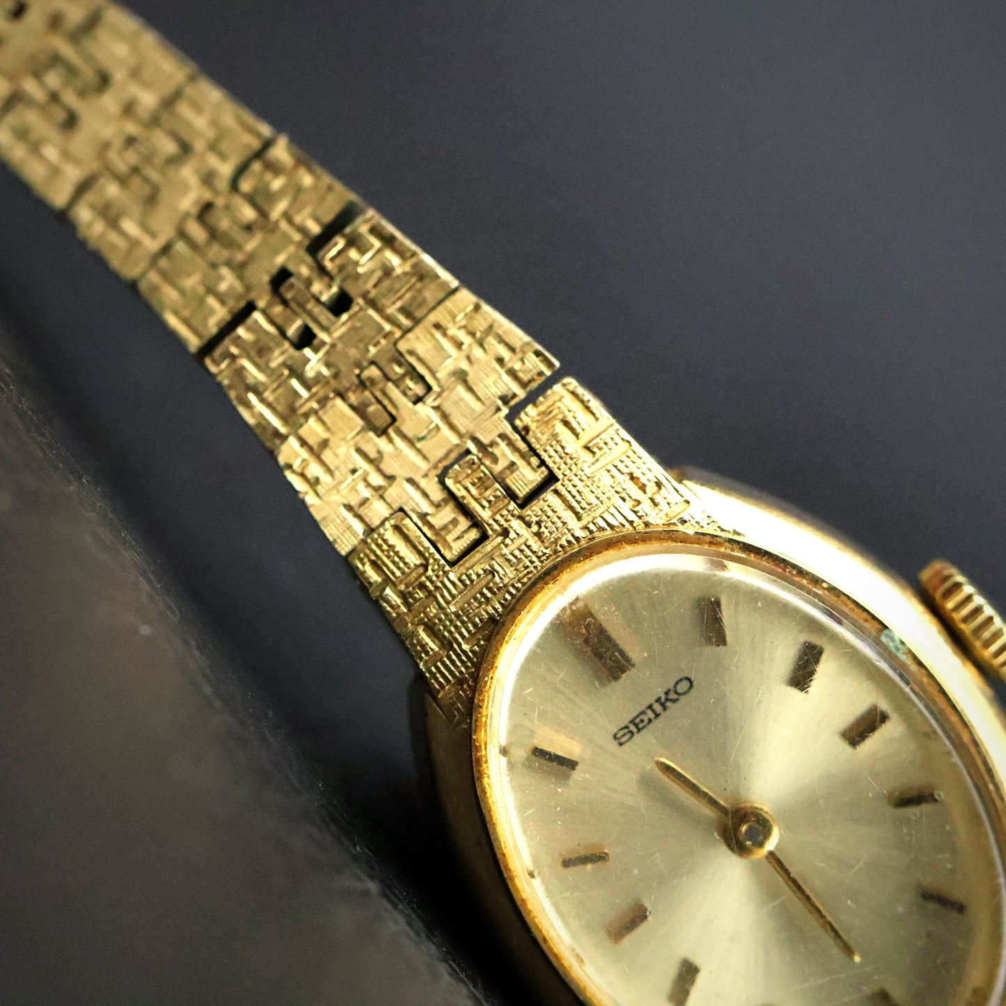 Seiko Gold Oval with Geometric Bracelet