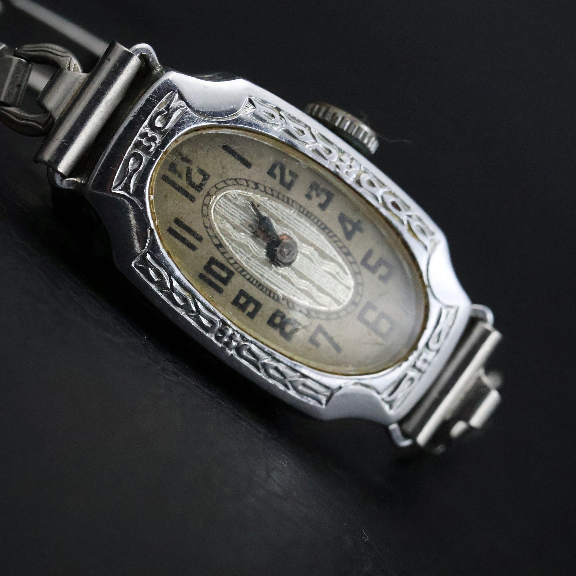 Art Deco Elongated Oval Engraved Ladies' Watch