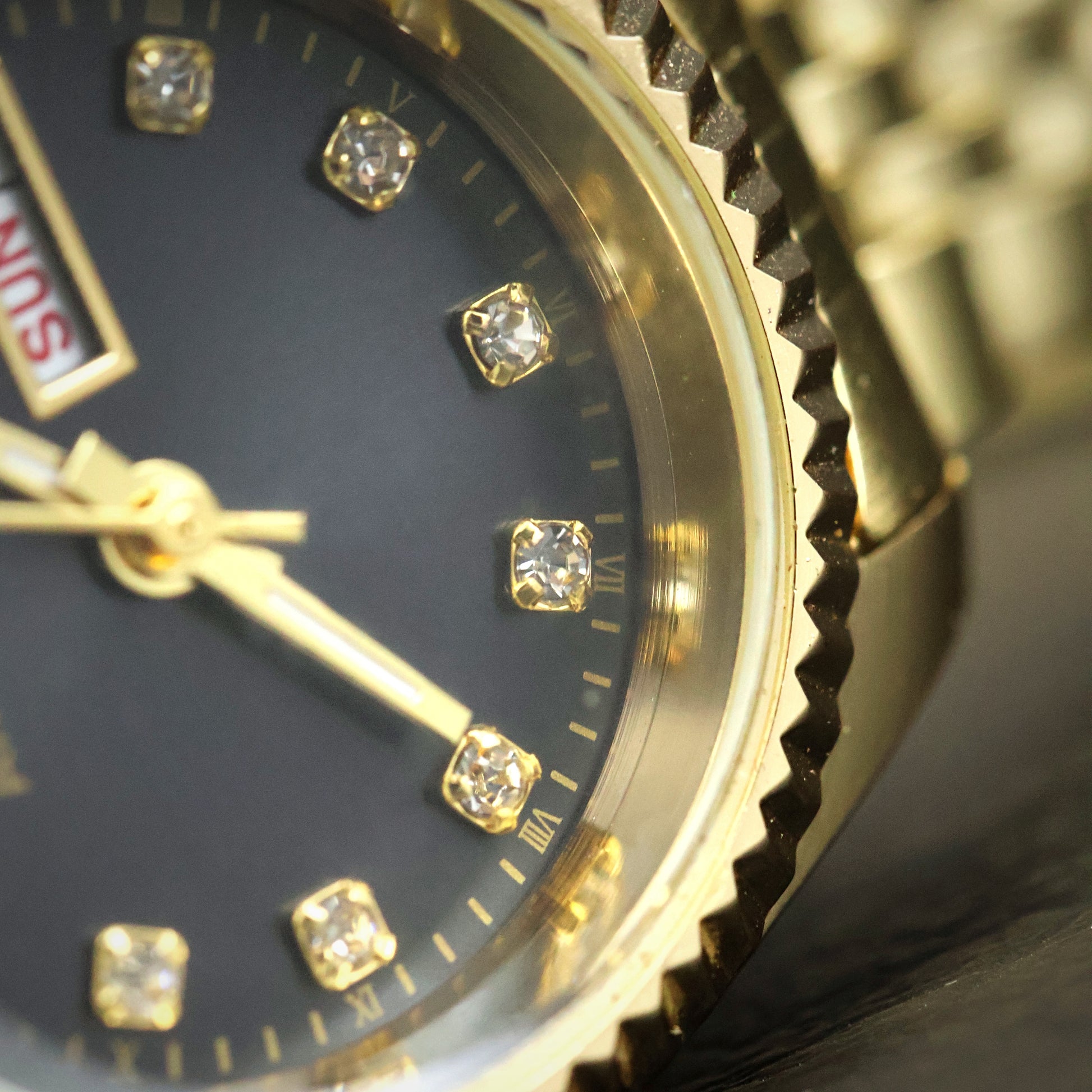 Armitron Gold-Tone Day-Date with Crystal Markers