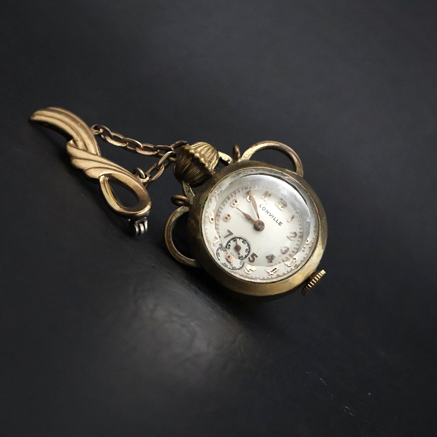 Lonville Globe Pendant Brooch Watch